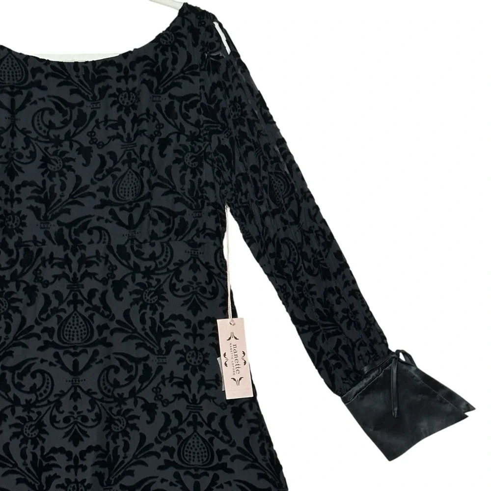 Nanette Nanette Lepore 10 NWT Black Burnout Velvet Dress Witchy Goth Whimsigoth